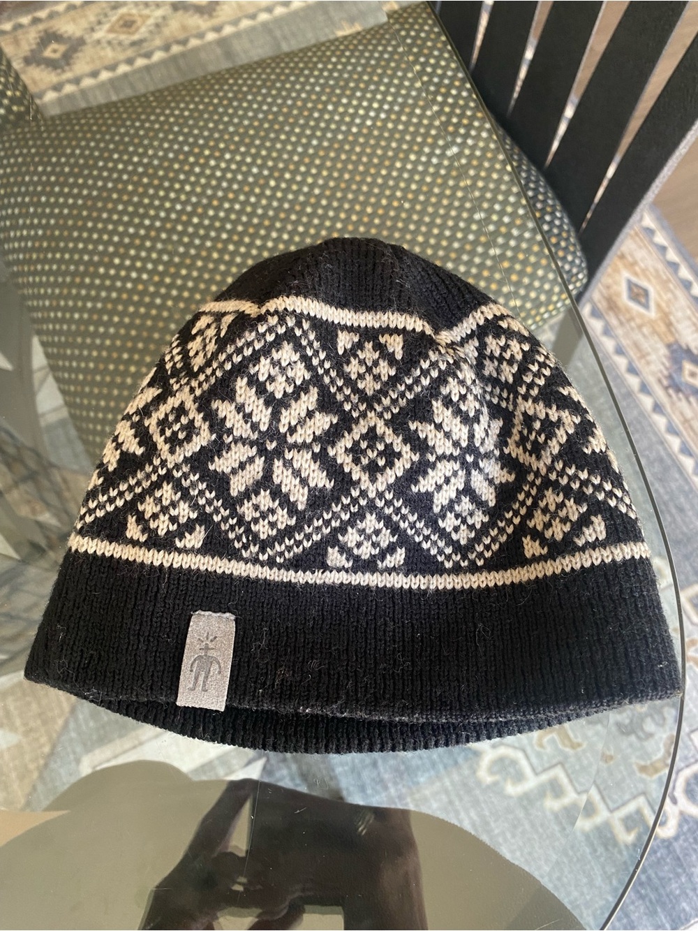 SmartWool Fair Isle Kid beanie in black and off-white